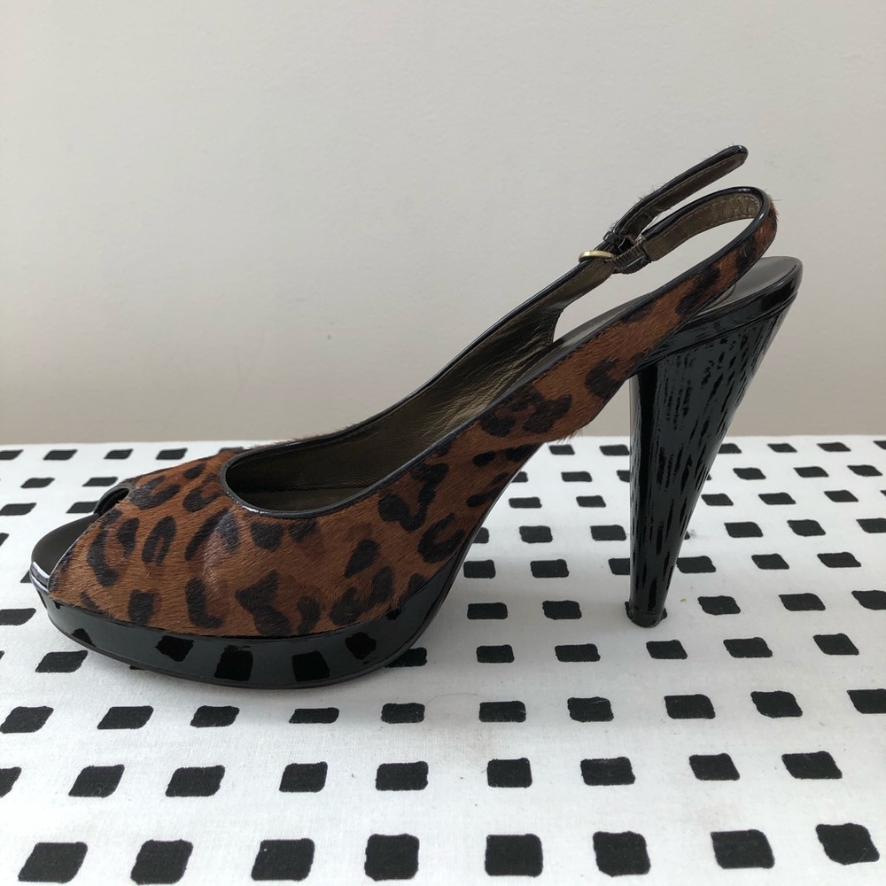 SAKS 5th AVE Leopard Print Stiletto Slingbk 8 1/2M